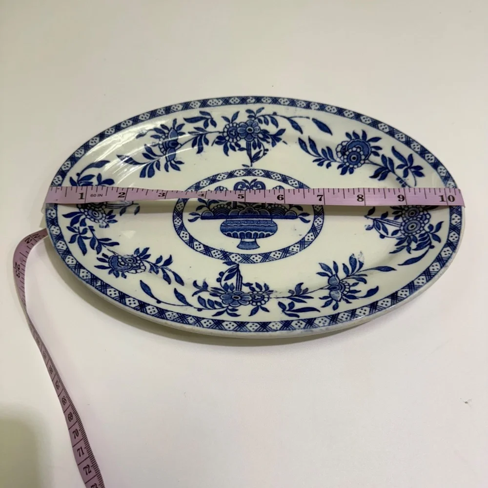 Vintage James M Shaw Delph Relish Oriental Blue Antique Plate